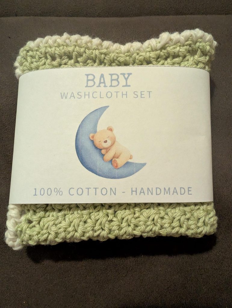 printable handmade washcloth label wrap 8 different designs for babies